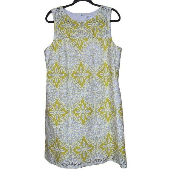 Anthropologie Weston Yellow and White Sheath Dress Large - Picture 3 of 6